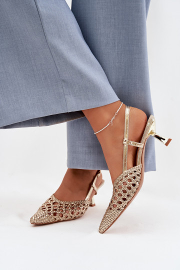 Women's Gold Woven Heeled Sandals Selinae 2