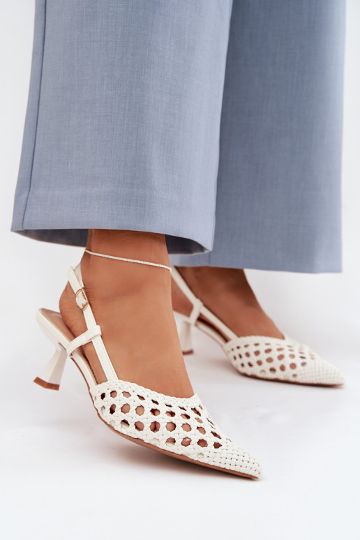 Women's Gold Woven Heeled Sandals Selinae