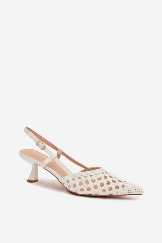 Women's Gold Woven Heeled Sandals Selinae