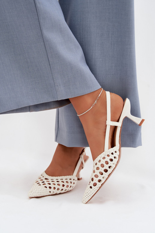 Women's Gold Woven Heeled Sandals Selinae