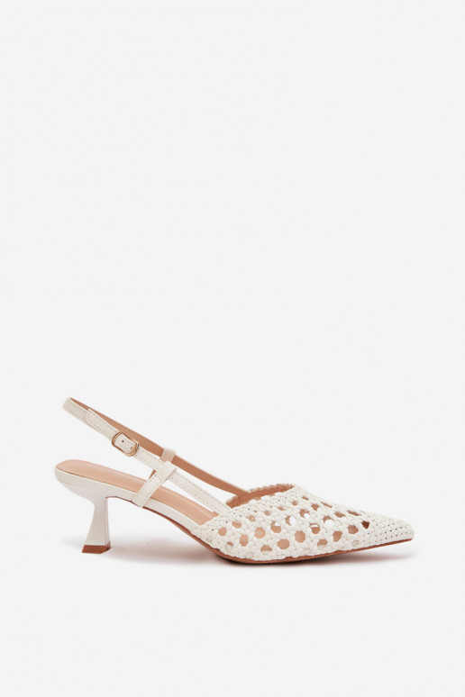 Women's Gold Woven Heeled Sandals Selinae