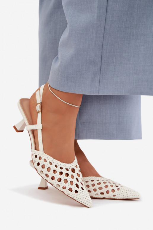 Women's Gold Woven Heeled Sandals Selinae