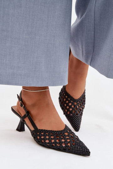 Women's Plecione Heeled Sandals Black Selinae