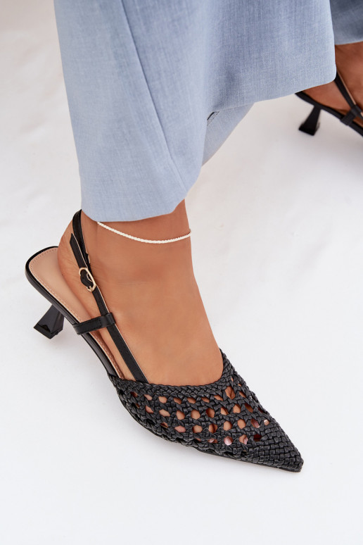 Women's Plecione Heeled Sandals Black Selinae