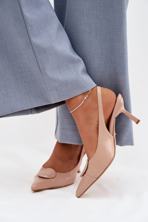 Women's High Heel Sandals With Decorative Detail Beige Mariae