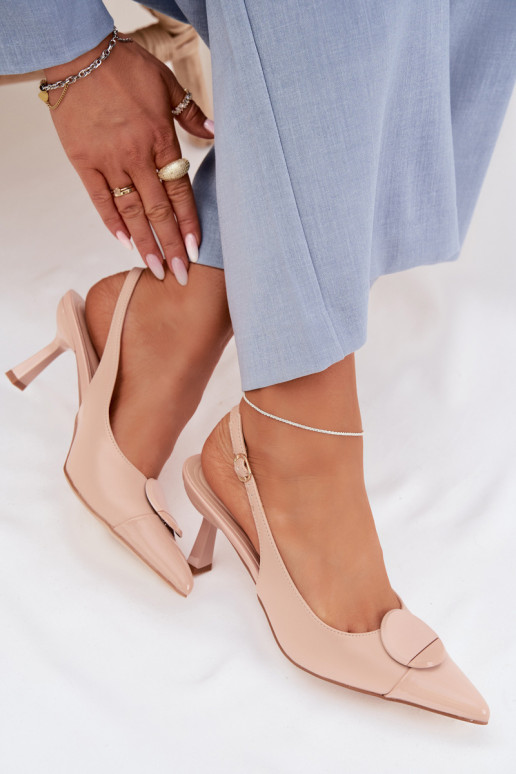 Women's High Heel Sandals With Decorative Detail Beige Mariae