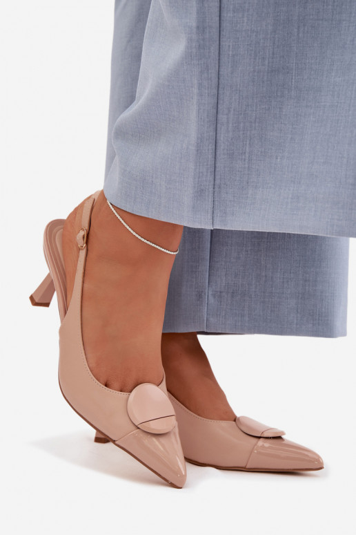 Women's High Heel Sandals With Decorative Detail Beige Mariae