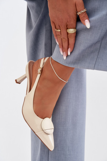 Women's High Heel Sandals With Decorative Detail Light Beige Mariae 2