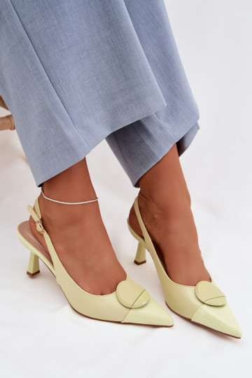 Women's High Heel Sandals With Decorative Detail Yellow Mariae