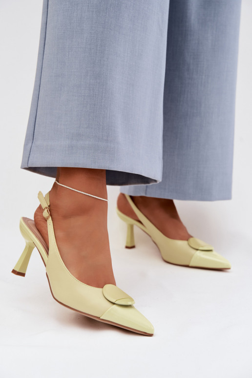Sandały Damskie Na SzpilcewithOzdobnym Detalem Żółte Mariae