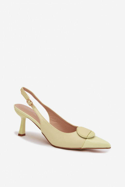 Sandały Damskie Na SzpilcewithOzdobnym Detalem Żółte Mariae