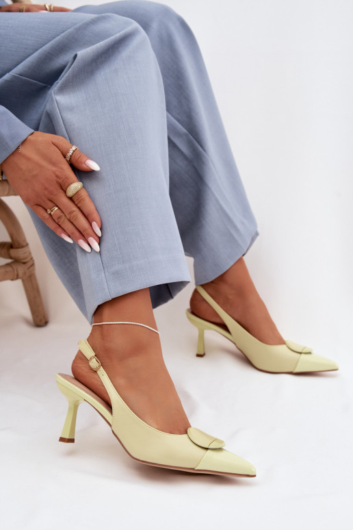 Women's High Heel Sandals With Decorative Detail Yellow Mariae