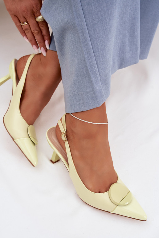 Women's High Heel Sandals With Decorative Detail Yellow Mariae