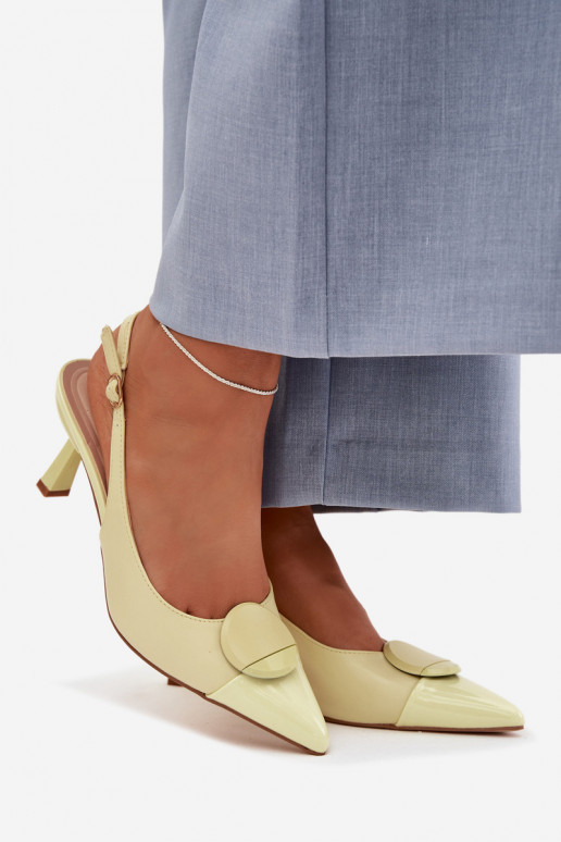 Women's High Heel Sandals With Decorative Detail Yellow Mariae