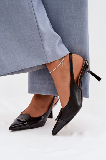 Women's High Heel Sandals With Decorative Detail Black Mariae