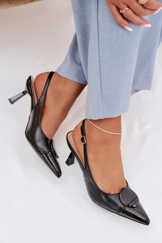 Women's High Heel Sandals With Decorative Detail Black Mariae