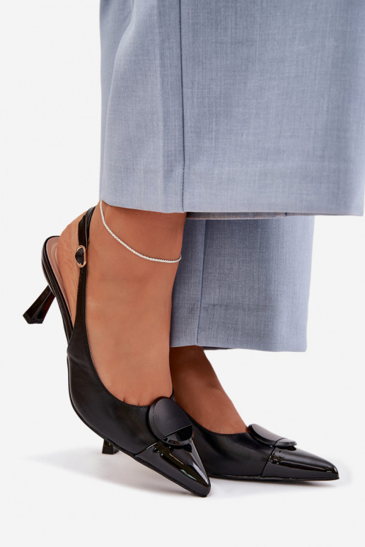 Women's High Heel Sandals With Decorative Detail Black Mariae