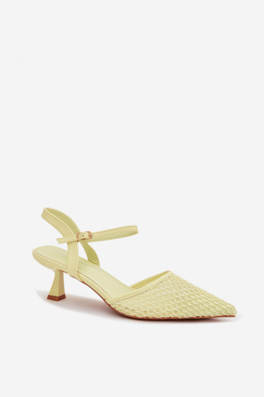 Women's Heeled Sandals With Mesh Yellow Brilora
