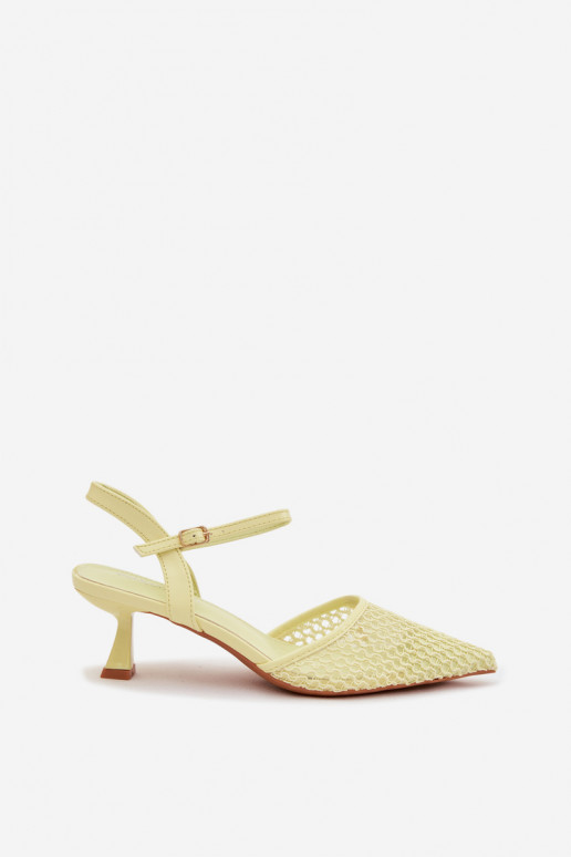 Women's Heeled Sandals With Mesh Yellow Brilora