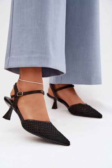 Women's High Heel Sandals With Mesh Black Brilora