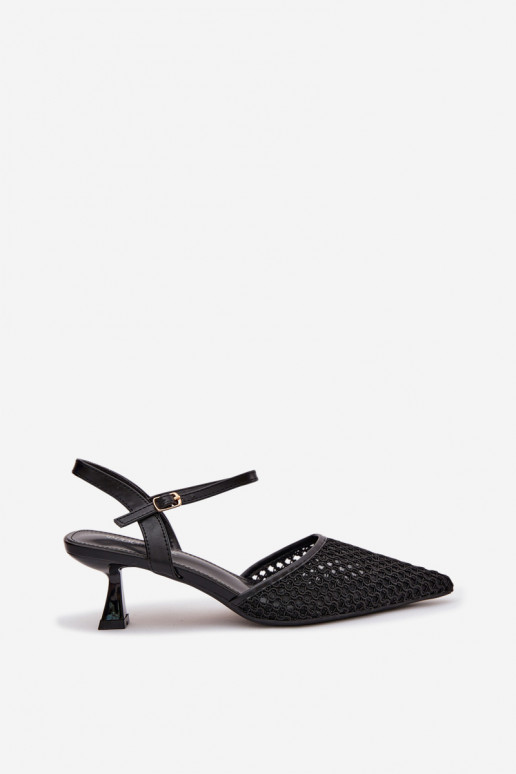 Sandały Damskie Na ObcasiewithSiateczką Czarne Brilora