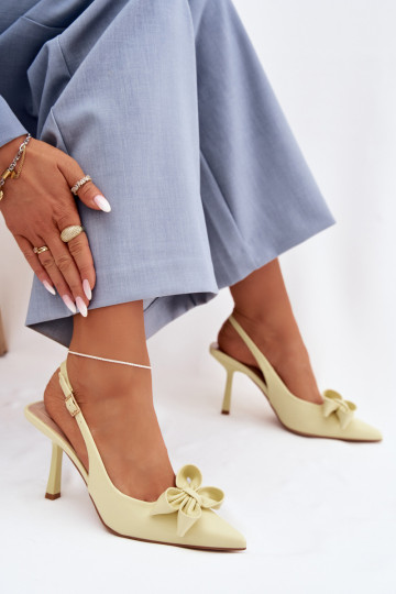 Women's High Heeled Sandals With Bow Yellow Jonera