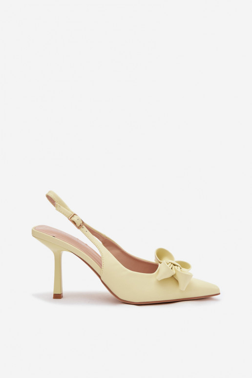 Women's High Heeled Sandals With Bow Yellow Jonera