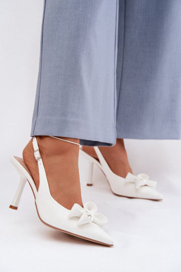 Women's High Heel Sandals With Bow White Jonera
