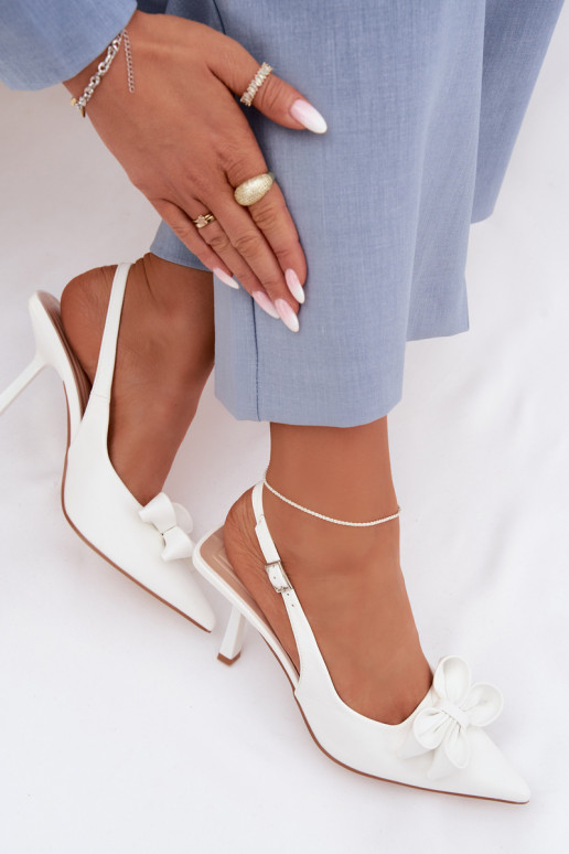 Women's High Heel Sandals With Bow White Jonera