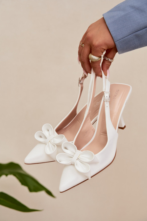 Women's High Heel Sandals With Bow White Jonera