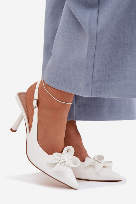 Women's High Heel Sandals With Bow White Jonera