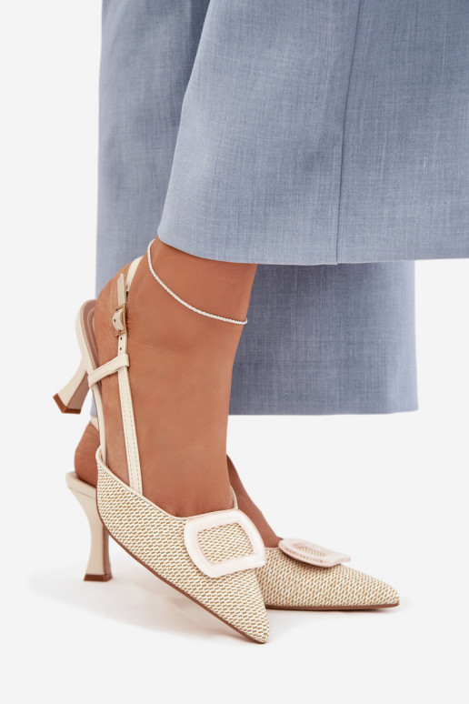 Women's High Heel Sandals With Decorative Element Beige Eslina