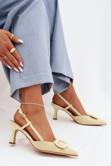 Women's High Heel Sandals With Decorative Element Yellow Eslina