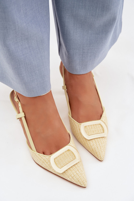 Sandały Damskie Na ObcasiewithOzdobnym Elementem Żółte Eslina