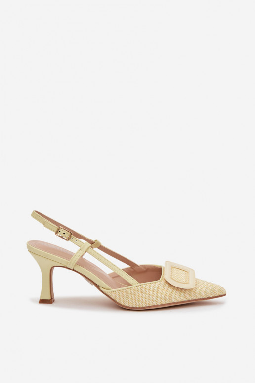 Women's High Heel Sandals With Decorative Element Yellow Eslina