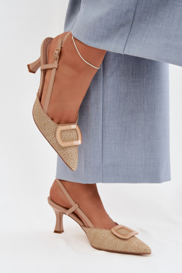 Women's High Heel Sandals With Decorative Element Nude Eslina