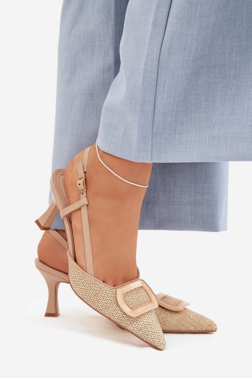 Women's High Heel Sandals With Decorative Element Nude Eslina