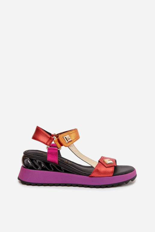 Leather Women's Platform Sandals D&A CR61-3078 Multicolor