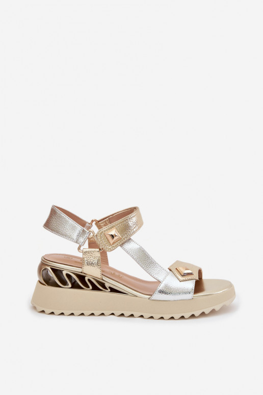 Leather Women's Platform Sandals D&A CR61-3078 Gold