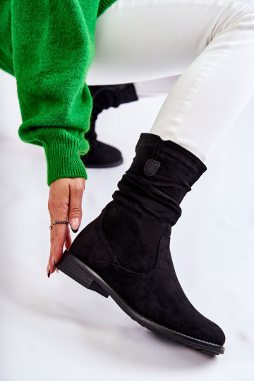 Women's Crinkled Suede Boots Black Joanne