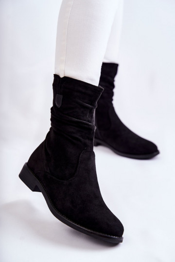 Women's Crinkled Suede Boots Black Joanne 2