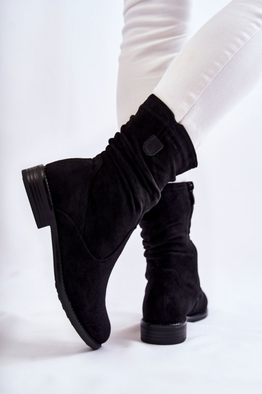 Women's Crinkled Suede Boots Black Joanne