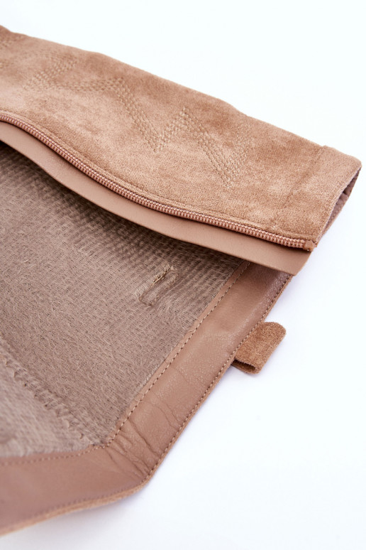 Women's Suede Boots on Heel Beige Khabira