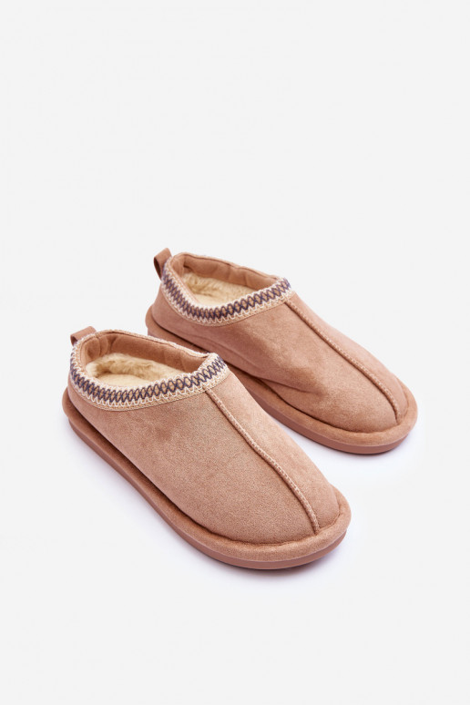 Women's Suede Slippers with Fur Beige Polinna