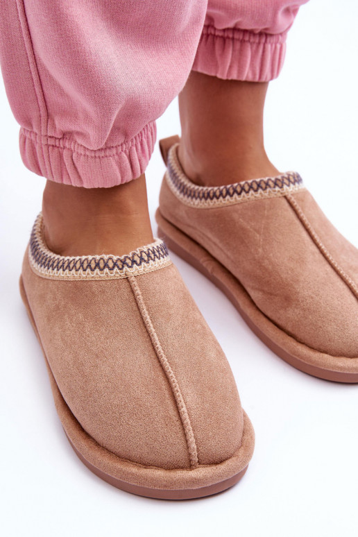 Women's Suede Slippers with Fur Beige Polinna