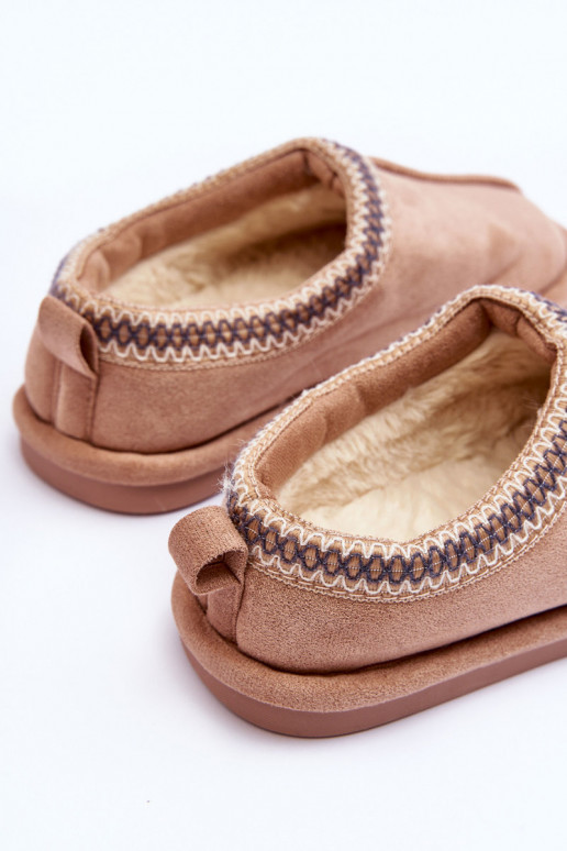 Women's Suede Slippers with Fur Beige Polinna