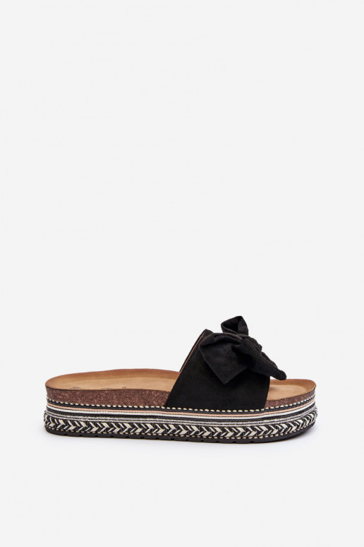 Women's Platform Sandals with Bow Black Evatria