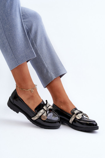 Lacquered Women's Loafers Moccasins S.Barski HY330A Black 2