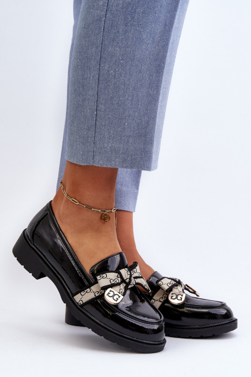 Lacquered Women's Loafers Moccasins S.Barski HY330A Black