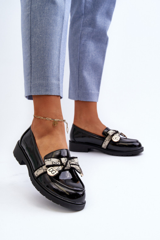 Lacquered Women's Loafers Moccasins S.Barski HY330A Black